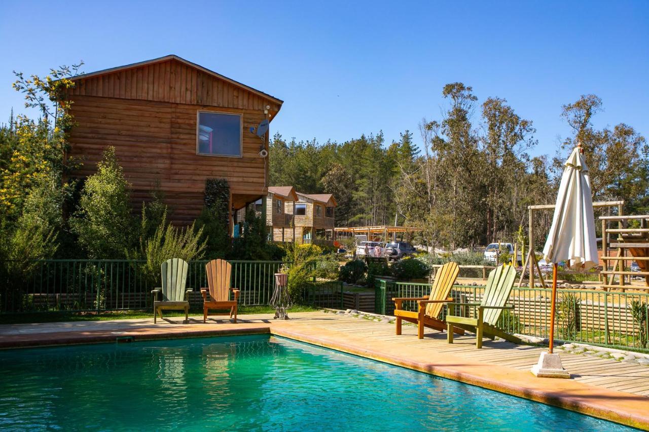 Cabana En Tunquen Con Parrilla, Fogon, Piscina Y Bosque 外观 照片